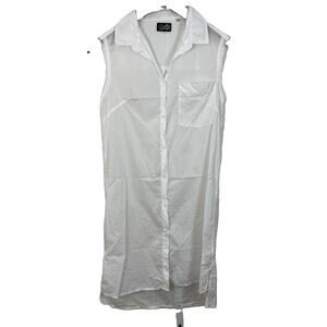 Cheap Monday Poplin Button Down Shirt Dress Womens XS Sleeveless White Cotton